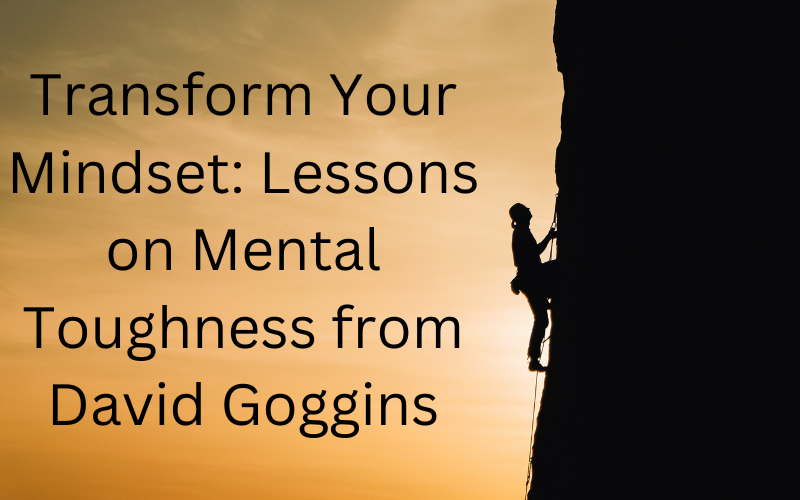 Silhouette of a person standing on a mountain peak at sunrise, symbolizing mental toughness and personal victory.