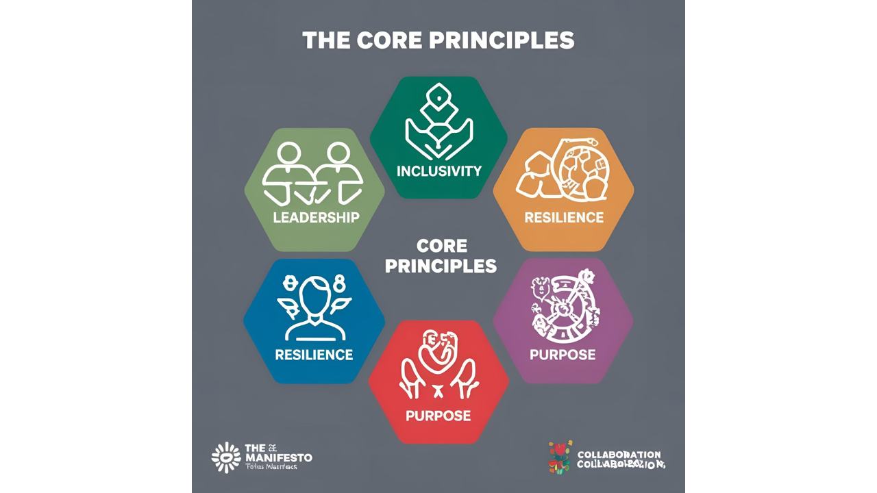 Infographic of the core principles of The World Changer’s Manifesto") SEO Keywords: world changers, global leadership, social impact, innovative leadership, collective empowerment