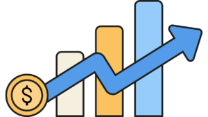 Steady upward trend graph symbolizing long-term investment growth.