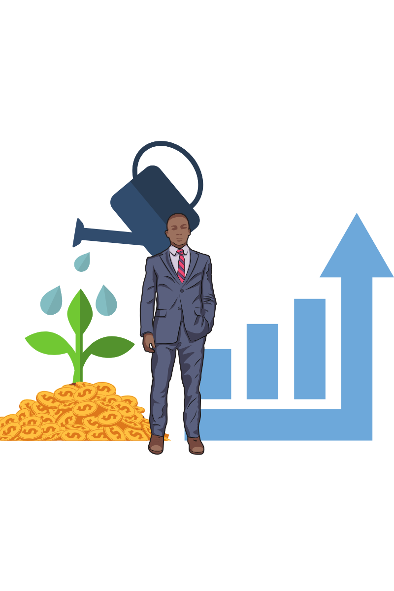 An infographic illustrating core financial concepts like budgeting, saving, and investing, with icons representing each idea.